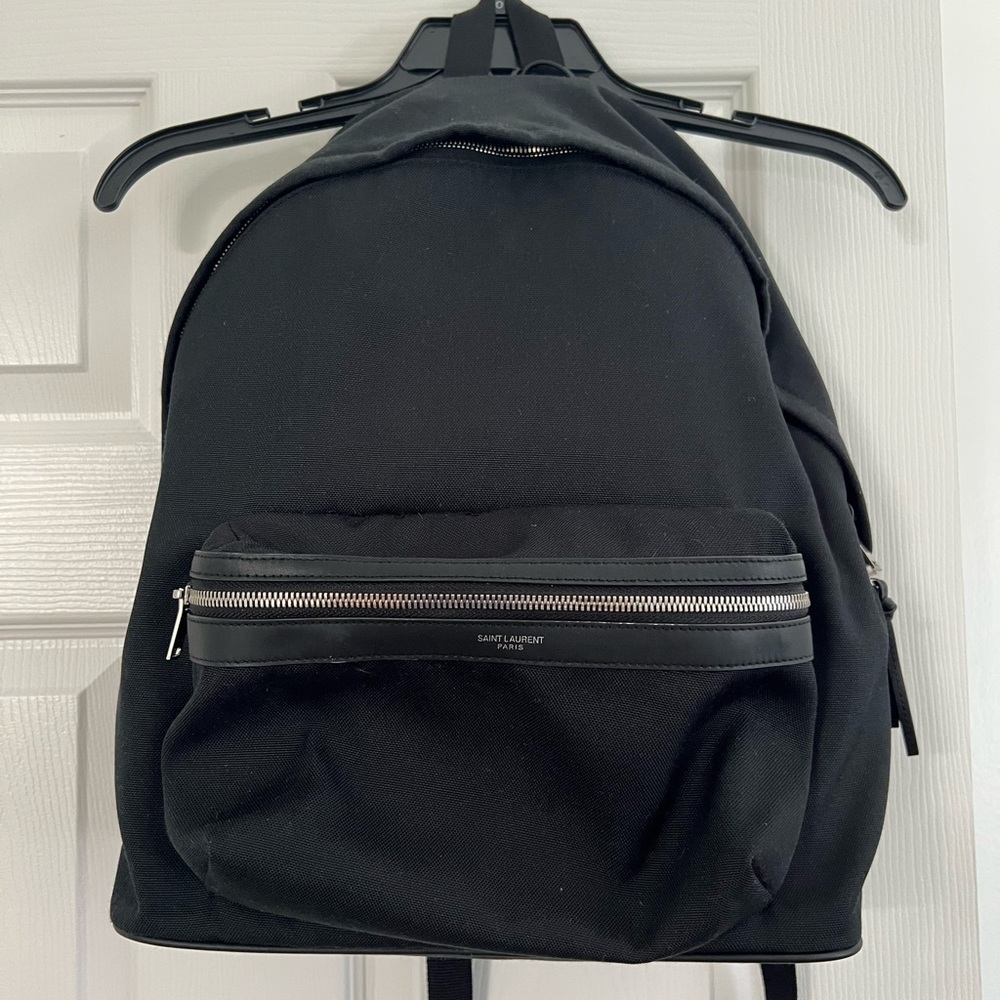Saint Laurent CITY BACKPACK IN CANVAS, NYLON AND LEATHER
